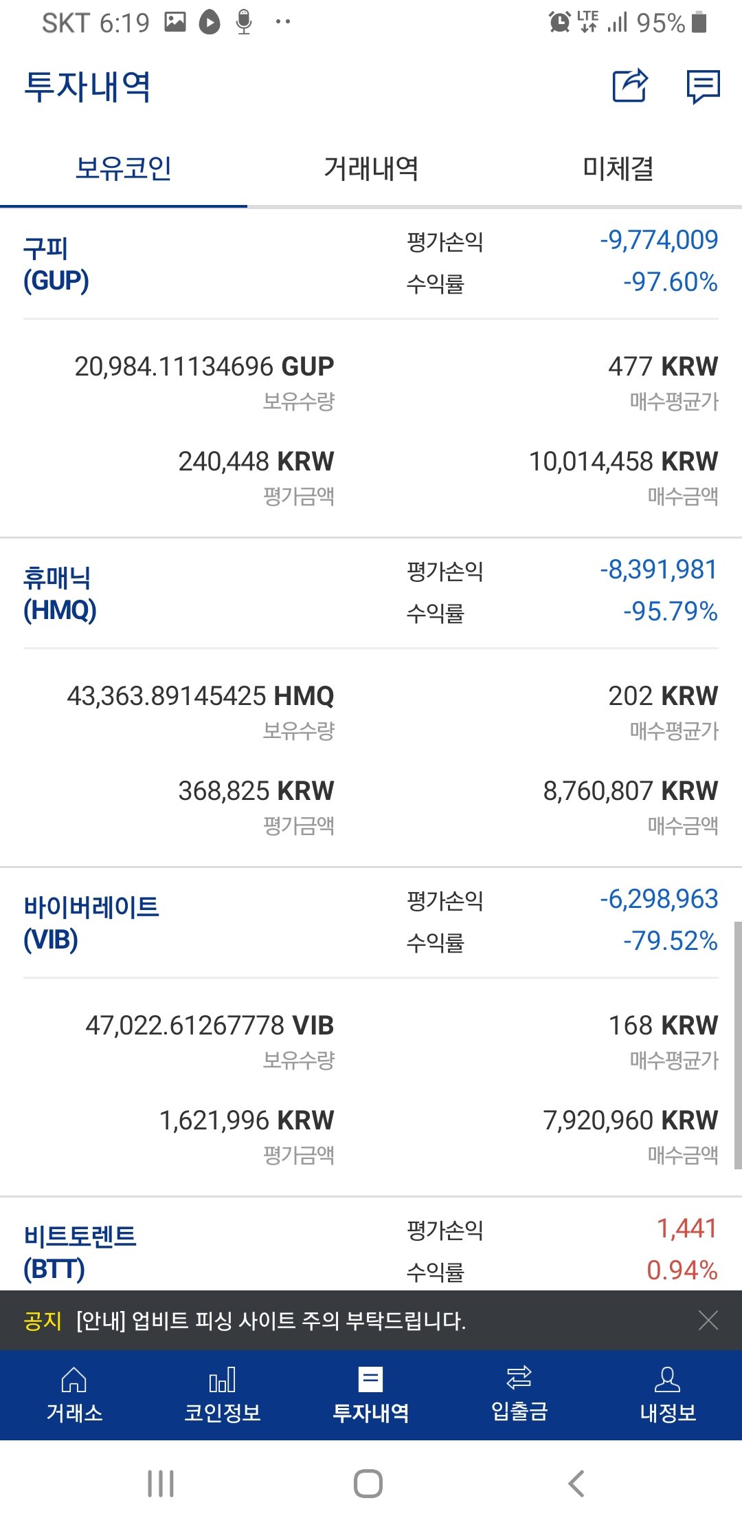 오늘 코인판 역대급 손실인증 ㄷㄷㄷㄷㄷ | 짤방-유머게시판 | 일베저장소